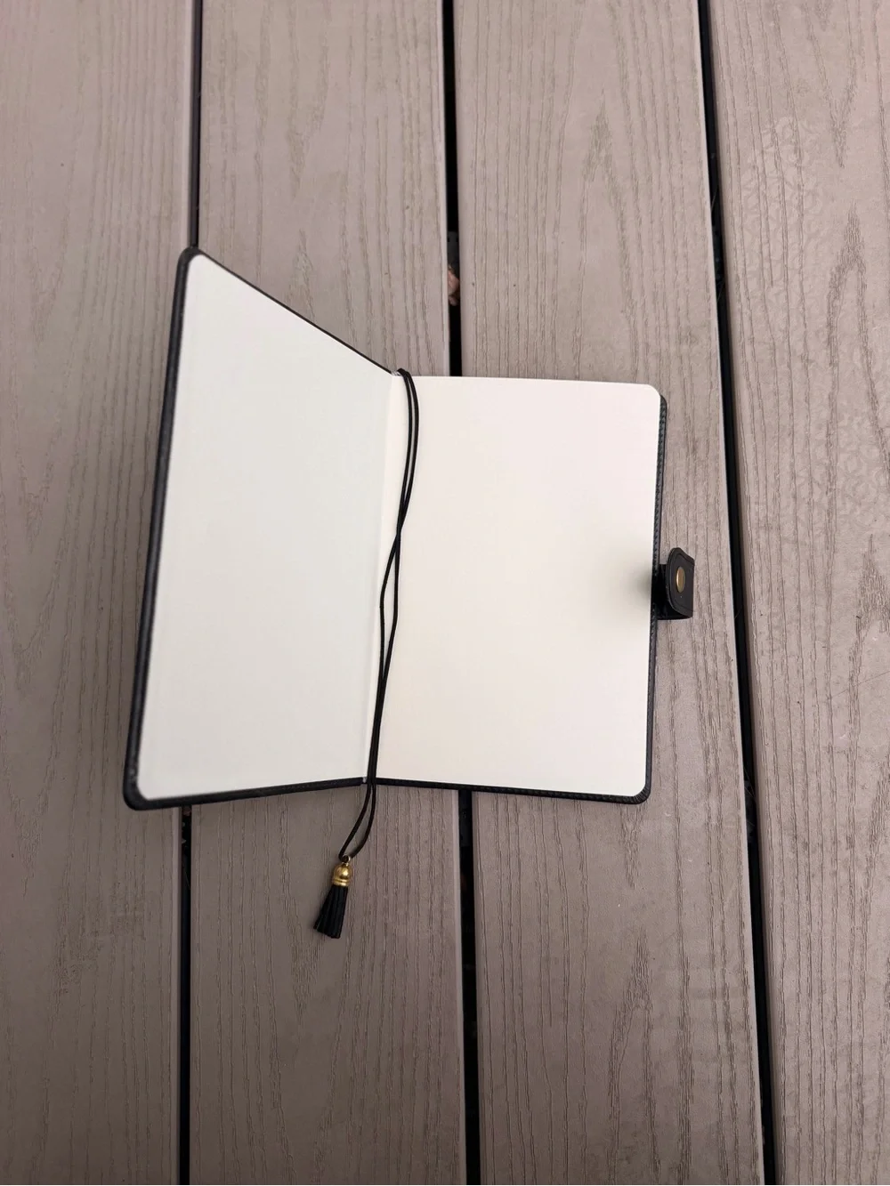 Black Faux Leather Journal Notebook - Snap Closure & Tassel